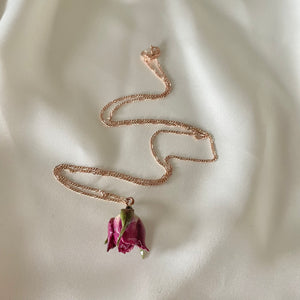 Collana Piccolo Bocciolo di rosa magenta