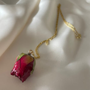 Collana Bocciolo di rosa Rossa