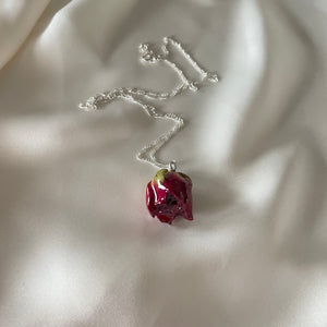 Collana Bocciolo di rosa Rossa