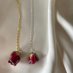 Collana Bocciolo di rosa Rossa