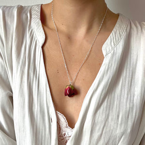 Collana Bocciolo di rosa Rossa